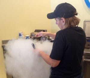 Mary Spann Working the Magic of the liquid nitrogen to make ice cream
