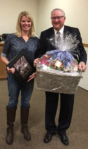 Congratulations Katie Blake for being Santaquin City’s 2016 winner. Blake is shown with Santaquin Mayor Kirk Hunsaker.