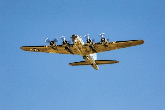 B-17 Flying over the Wings & Wheels event in Spanish Fork. Photo by Ed Helmick.