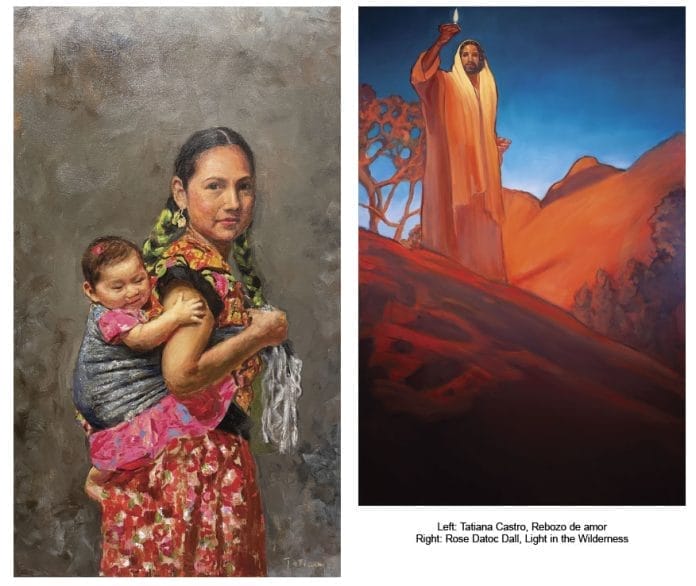 Left: Tatiana Castro, Rebozo de amor Right: Rose Datoc Dall, Light in the Wilderness