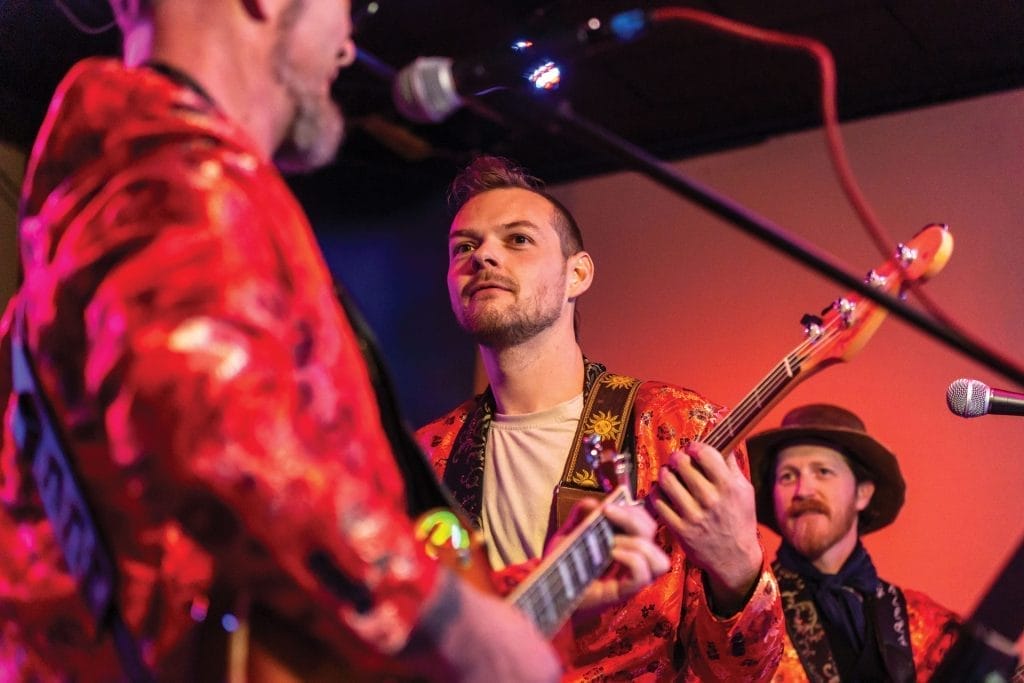 Bud Marrott (guitar & vocals) and Caden Barney (Bass), perform at Black Jack's Bar.
