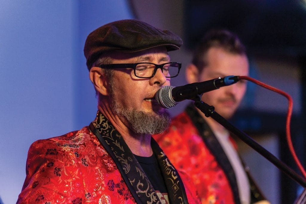 Bud Marrott (guitar & vocals), Caden Barney (Bass), perform at Black Jack’s Bar with Social Soup.