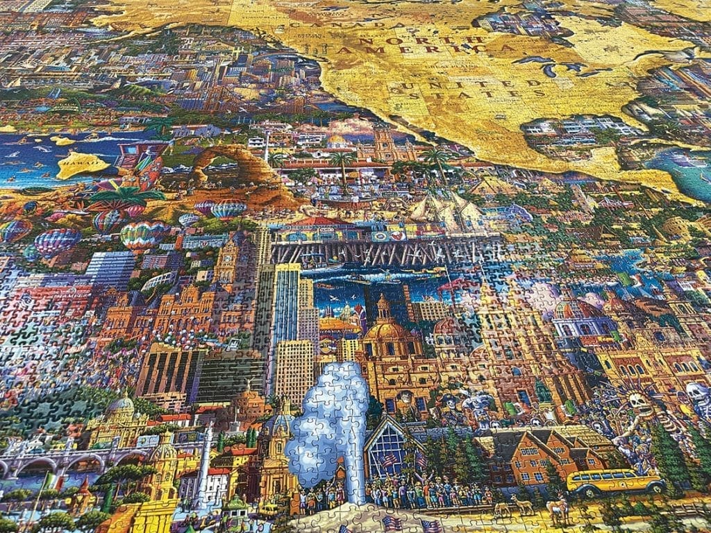 Close up of one small part of the puzzle.