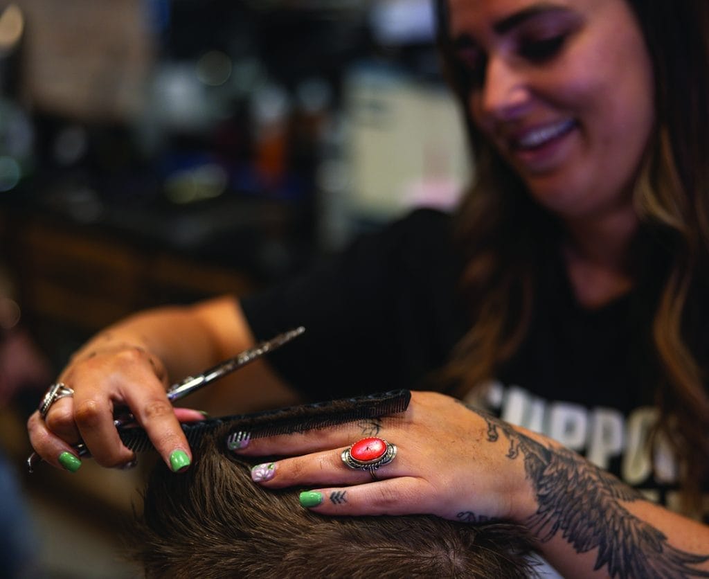 Mersadies Reber, Co-Owner, with her husband Jeremy, of The Fellas Chop Shop Barbershop.
